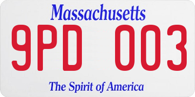 MA license plate 9PD003