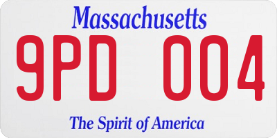 MA license plate 9PD004