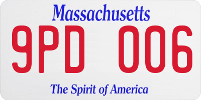 MA license plate 9PD006
