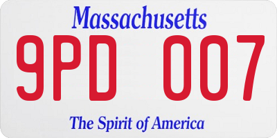 MA license plate 9PD007