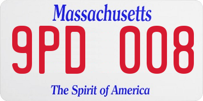 MA license plate 9PD008