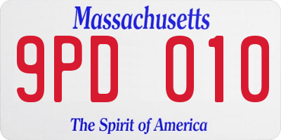 MA license plate 9PD010