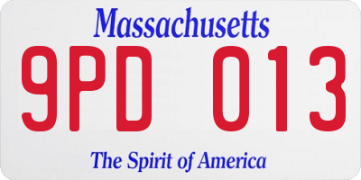 MA license plate 9PD013
