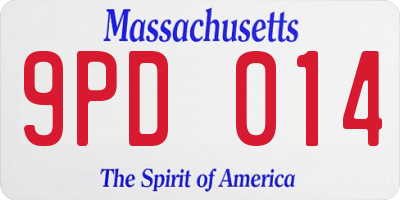 MA license plate 9PD014
