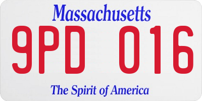 MA license plate 9PD016