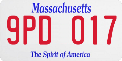 MA license plate 9PD017