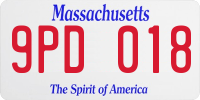 MA license plate 9PD018