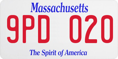 MA license plate 9PD020