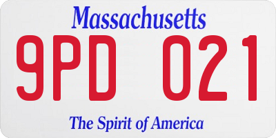 MA license plate 9PD021