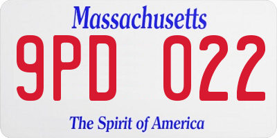 MA license plate 9PD022