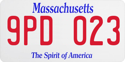 MA license plate 9PD023