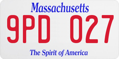 MA license plate 9PD027