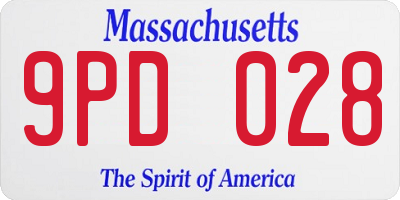 MA license plate 9PD028