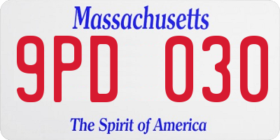 MA license plate 9PD030