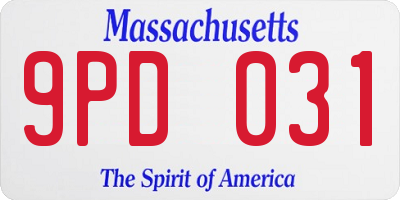 MA license plate 9PD031