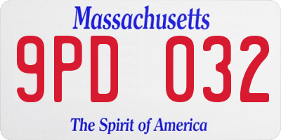 MA license plate 9PD032