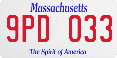 MA license plate 9PD033