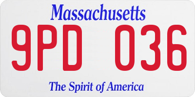 MA license plate 9PD036