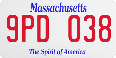 MA license plate 9PD038