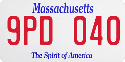 MA license plate 9PD040