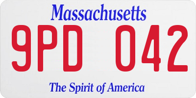 MA license plate 9PD042