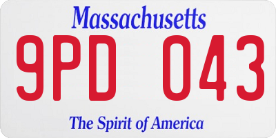 MA license plate 9PD043
