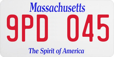 MA license plate 9PD045