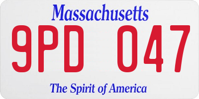 MA license plate 9PD047
