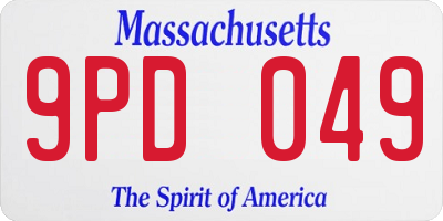MA license plate 9PD049