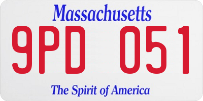 MA license plate 9PD051