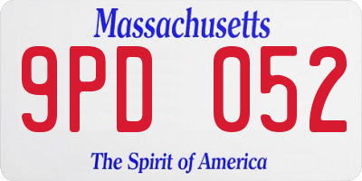 MA license plate 9PD052