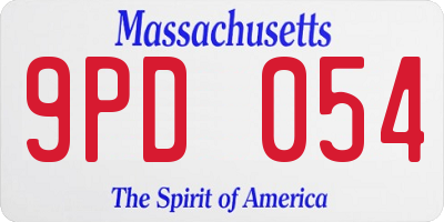 MA license plate 9PD054