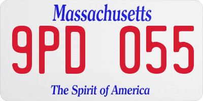 MA license plate 9PD055