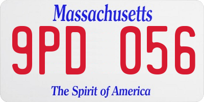 MA license plate 9PD056