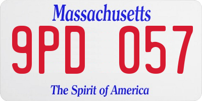 MA license plate 9PD057