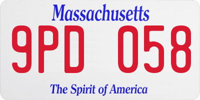 MA license plate 9PD058