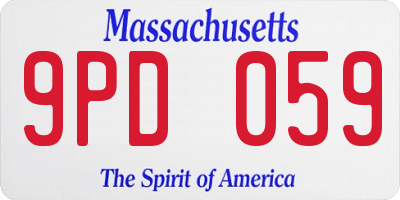MA license plate 9PD059