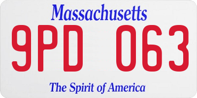 MA license plate 9PD063