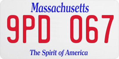 MA license plate 9PD067