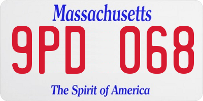 MA license plate 9PD068