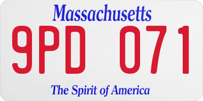 MA license plate 9PD071