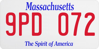 MA license plate 9PD072