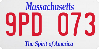 MA license plate 9PD073