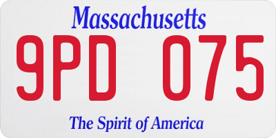 MA license plate 9PD075