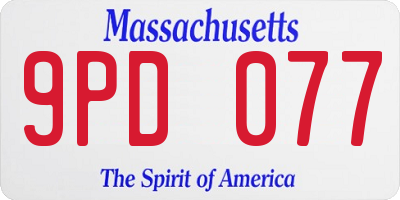 MA license plate 9PD077