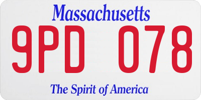 MA license plate 9PD078