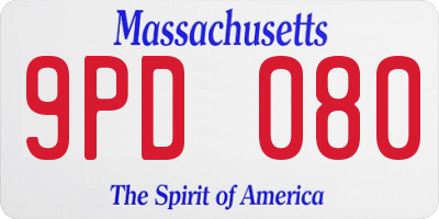 MA license plate 9PD080