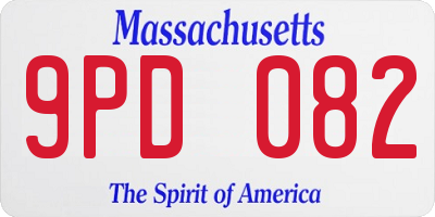 MA license plate 9PD082