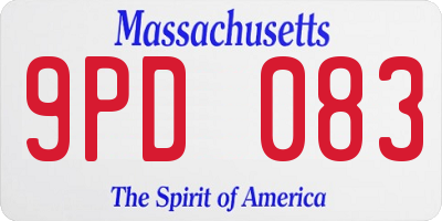 MA license plate 9PD083