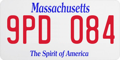 MA license plate 9PD084